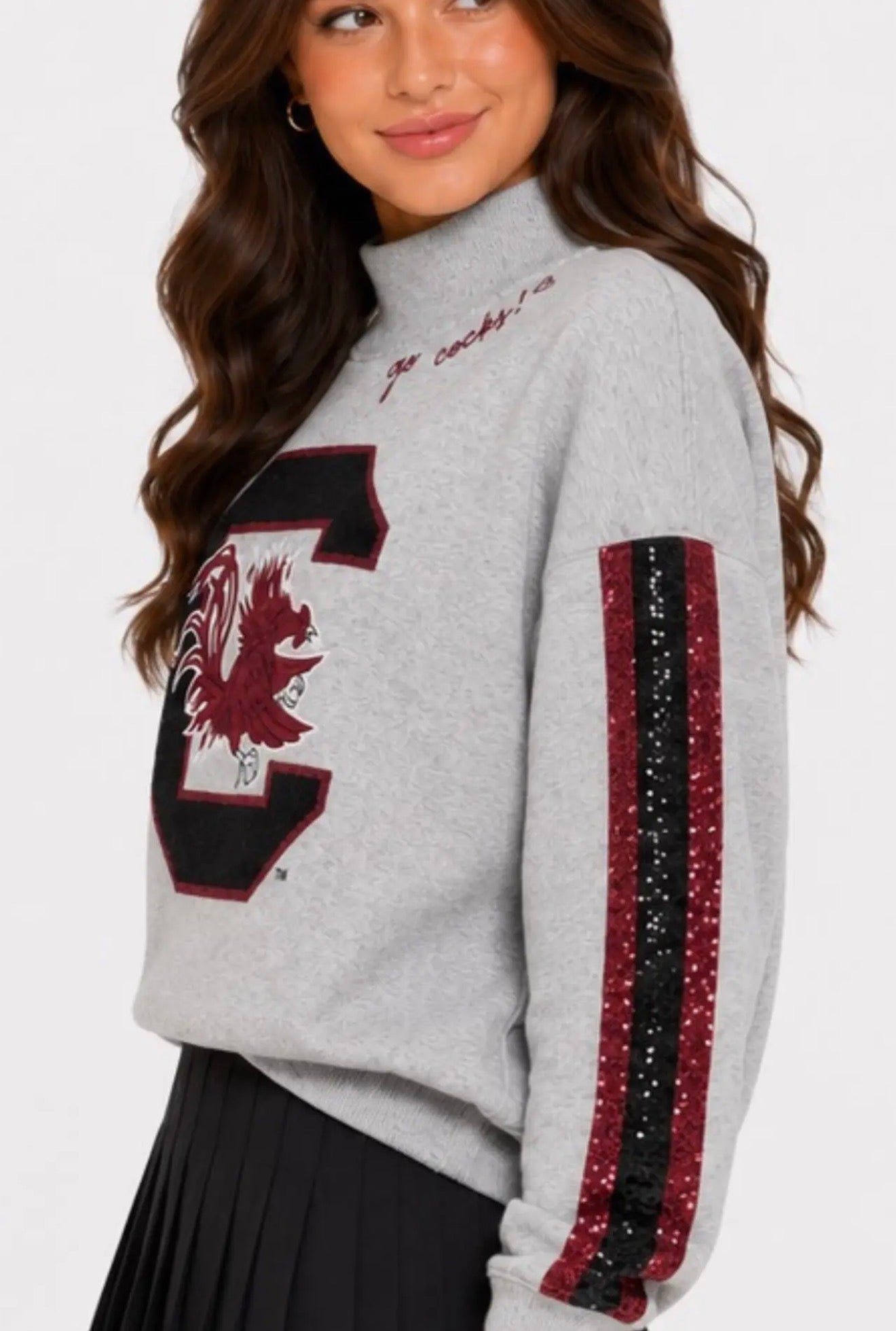 South Carolina Mock Neck Sequin Stripe