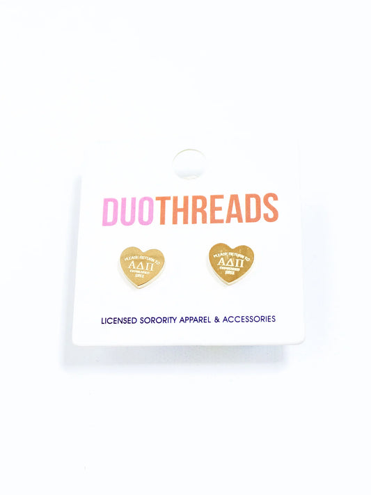 ADPi Please Return Heart Studs - ADPi