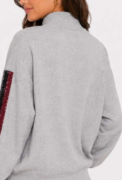 South Carolina Mock Neck Sequin Stripe