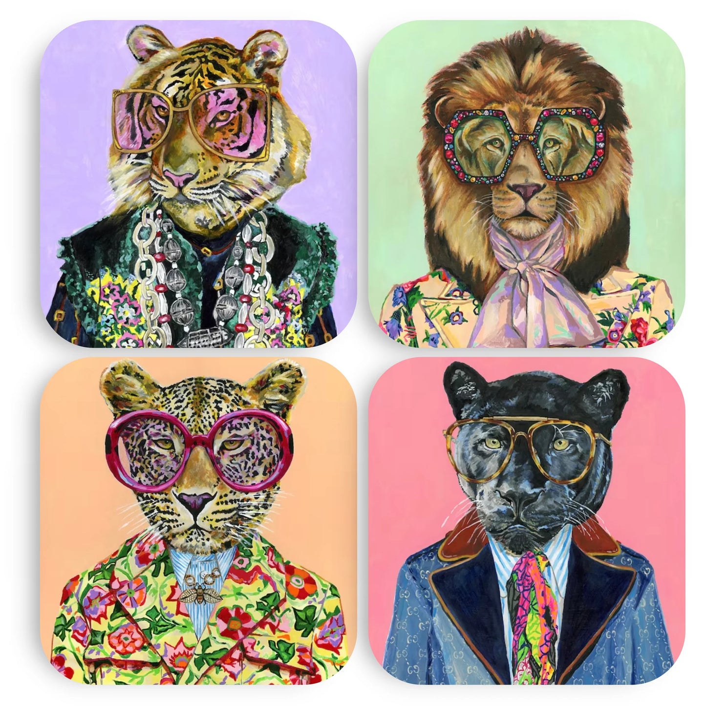 Big Cats Set of 4 Coasters