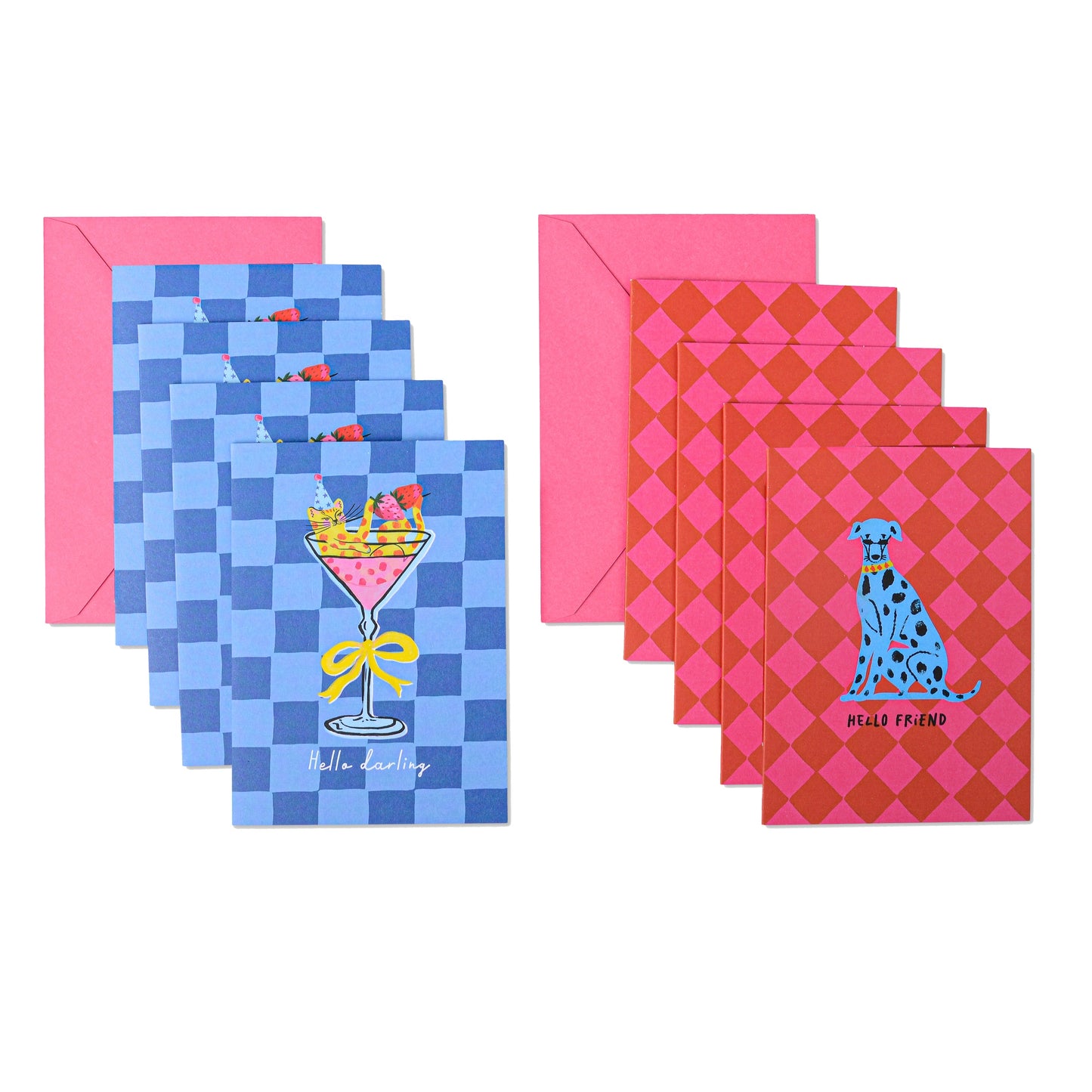 Set of 8 Note Cards: Hello Friends