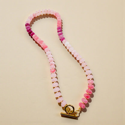 Bold Stone Necklace | Pink Quartz Ombre