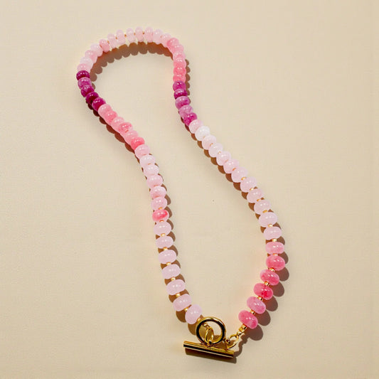 Bold Stone Necklace | Pink Quartz Ombre