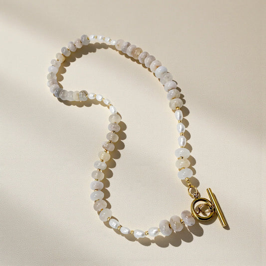 Bold Stone Necklace | Mist & Pearl