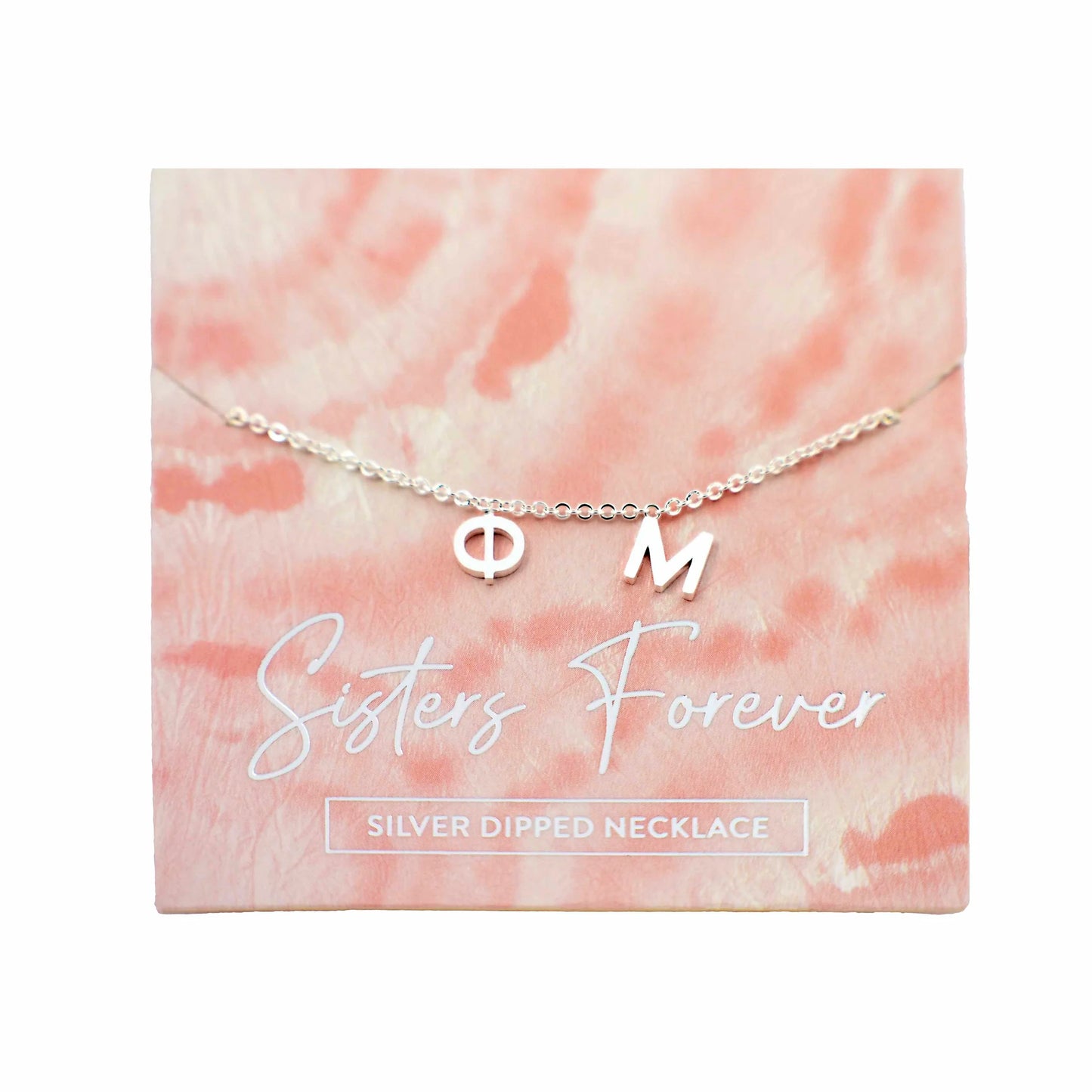 Phi Mu Silver Letter Necklace