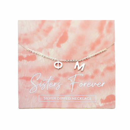 Phi Mu Silver Letter Necklace