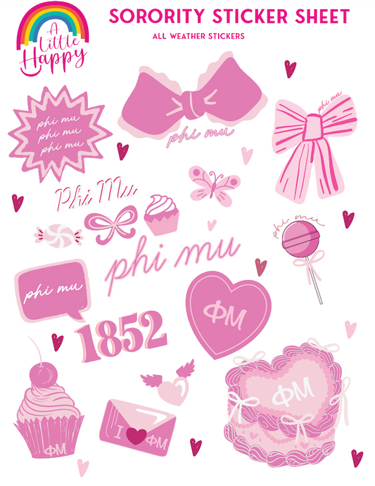 Sorority Sticker Sheet - Phi Mu