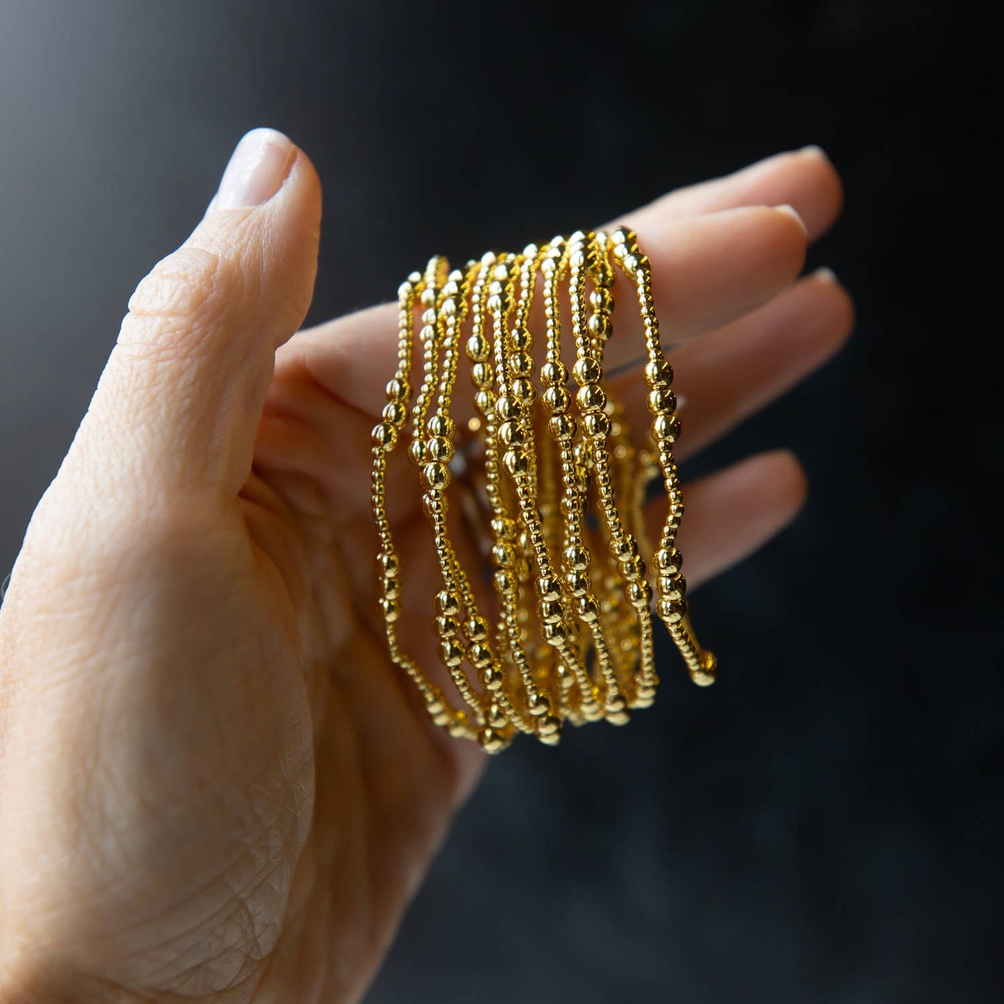 Duo Textured Gold Beaded Bracelet