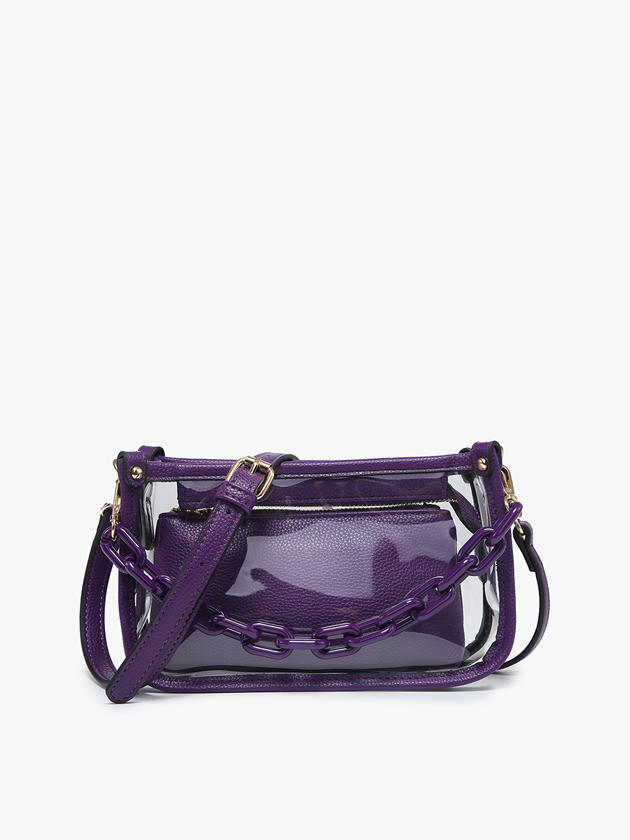 Clear Crossbody w/ Chain: Glitter Black