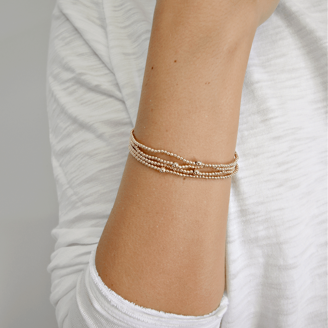 14k GF Bracelet - 2mm + (1) 4mm - 6.5"