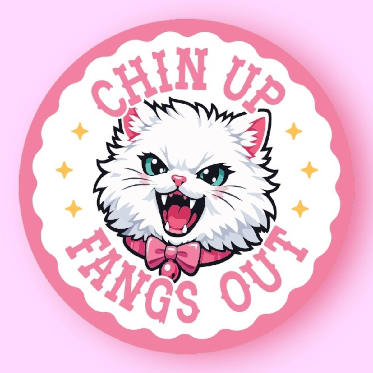 Chin Up Fangs Out Sticker