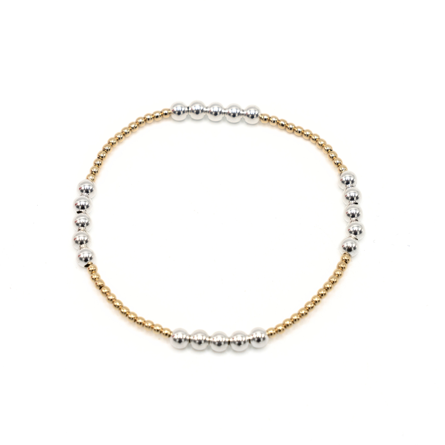 The Hamptons Alloy 2*4 14k Gold-Filled with Sterling Beaded Bracelet: 6.5"
