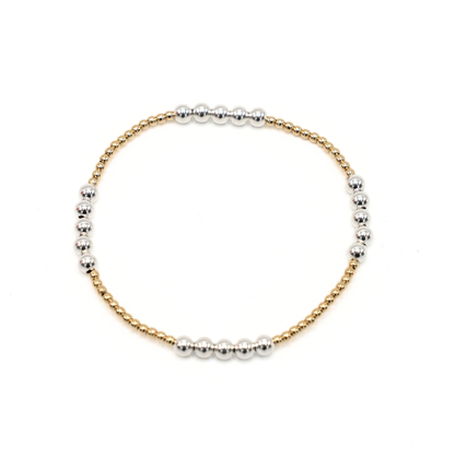 The Hamptons Alloy 2*4 14k Gold-Filled with Sterling Beaded Bracelet: 6.5"