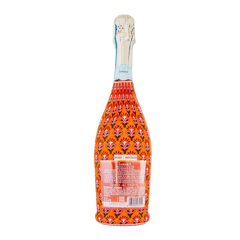 Prosecco Bottle Wrap - Red Leaf Blockprint