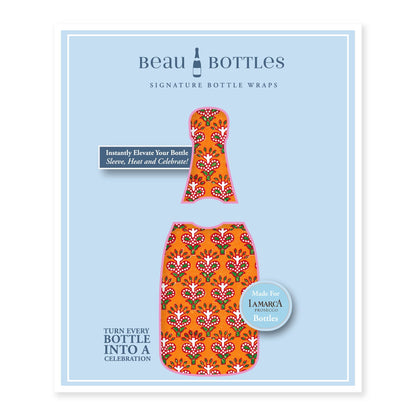 Prosecco Bottle Wrap - Red Leaf Blockprint