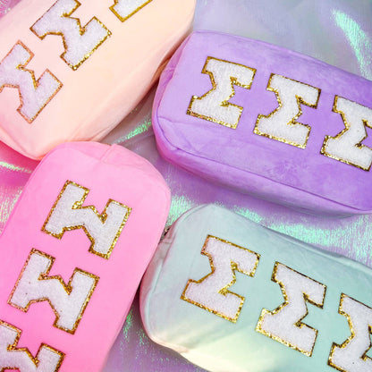 Chenille Cosmetic Bag - Chi Omega