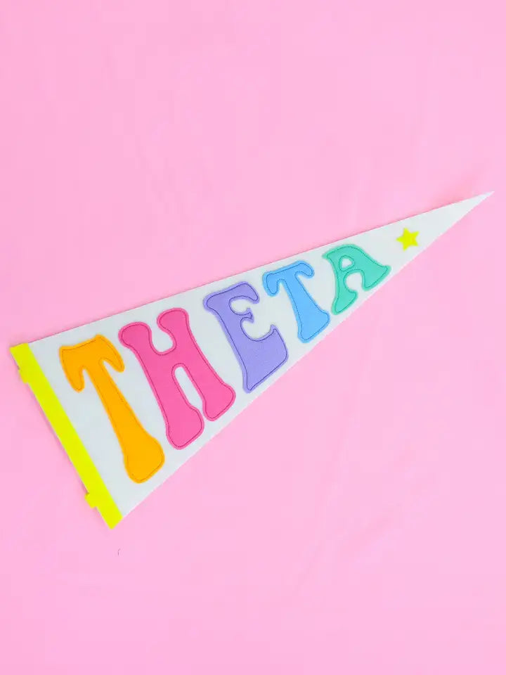 Theta Sorority Rainbow Pennant Flag
