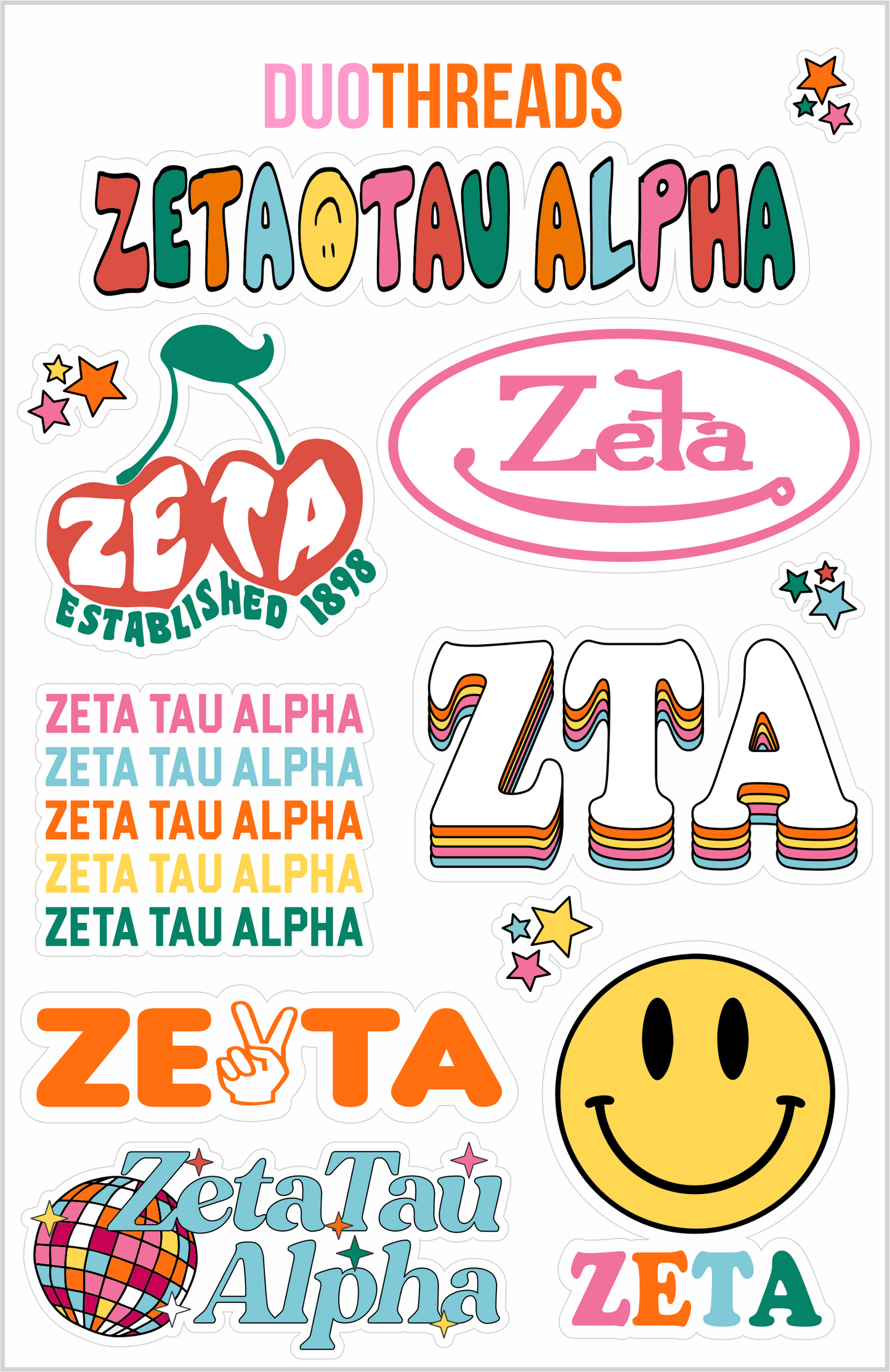 Rainbow Sticker Sheet - ZTA