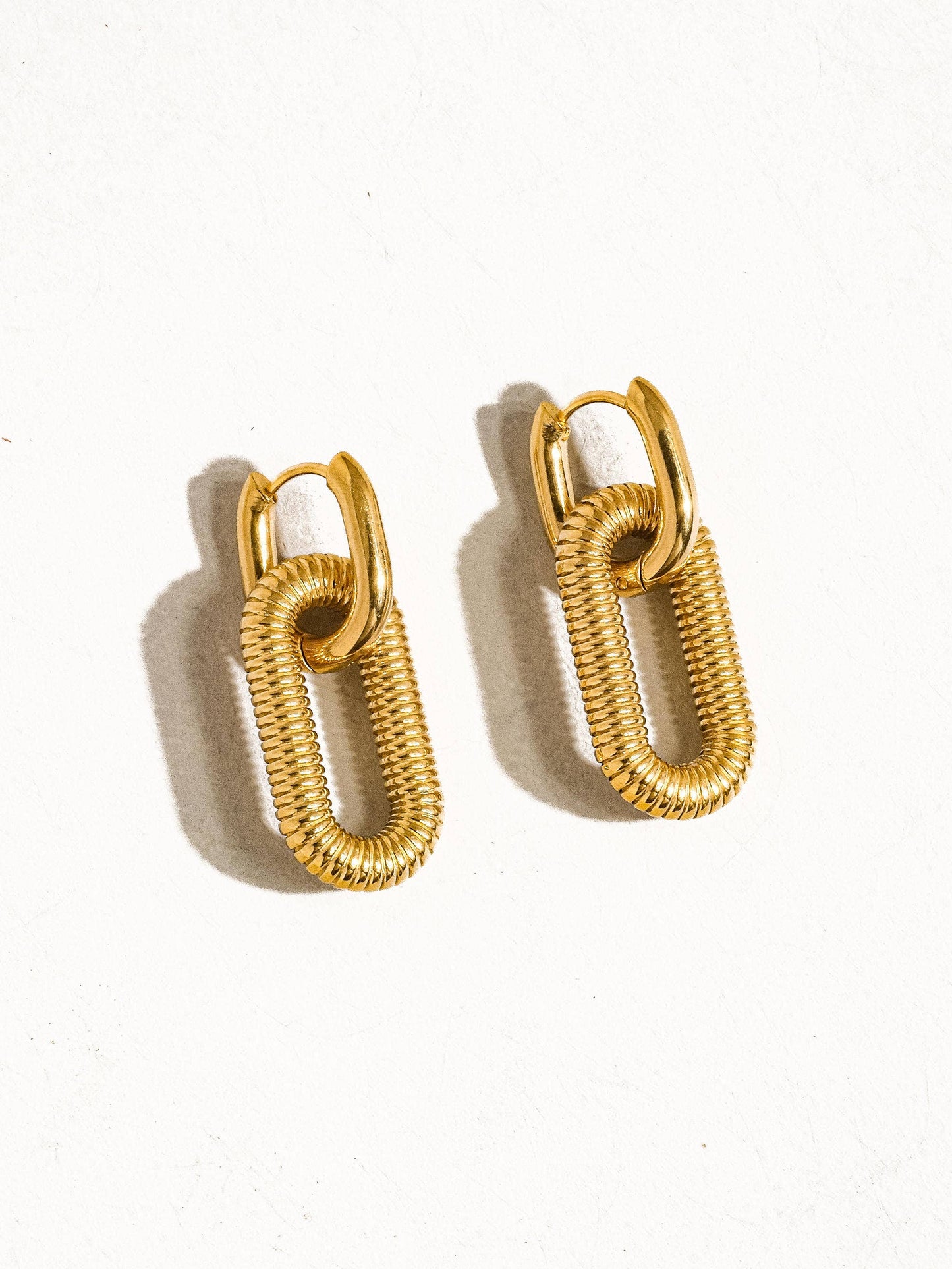 Kate 18K Non-Tarnish Double Chain Hoop Earring: Yellow Gold