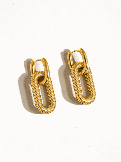 Kate 18K Non-Tarnish Double Chain Hoop Earring: Yellow Gold