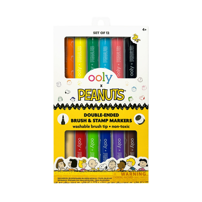 OOLY x Peanuts: Double-Ended Brush & Stamp Markers -Set of 6