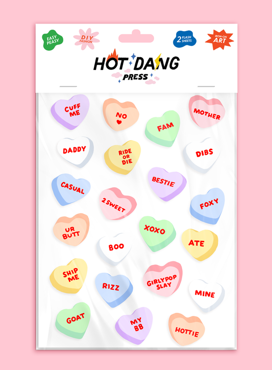Conversation Hearts Iron On Sheet Set