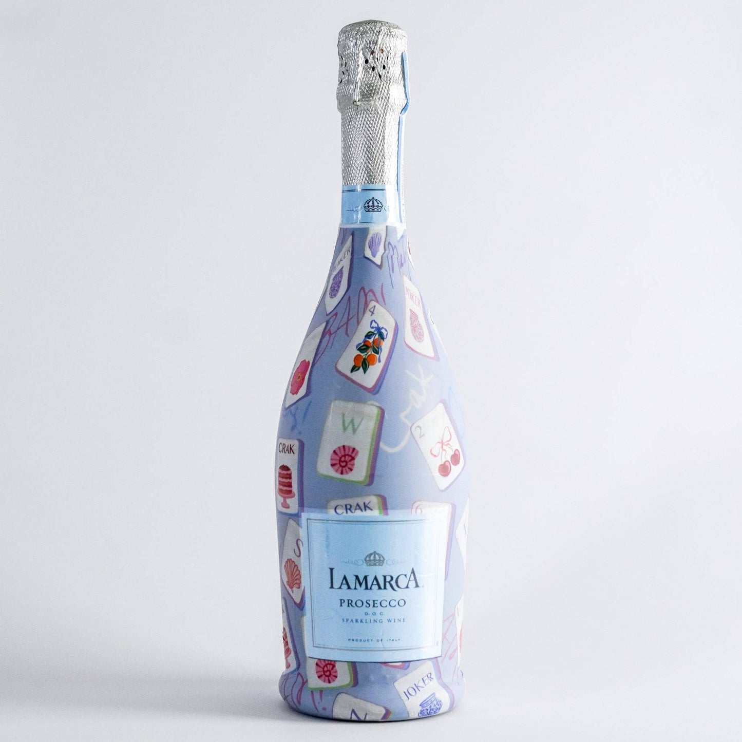 Prosecco Bottle Wrap - Blue Mahjong