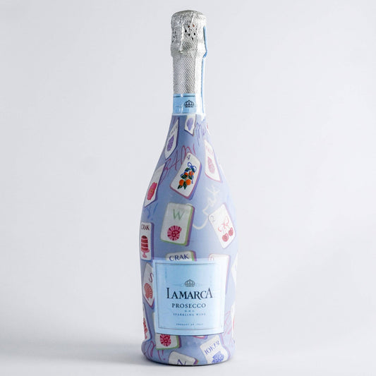 Prosecco Bottle Wrap - Blue Mahjong