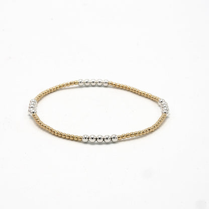 The Hamptons Alloy 2*3 14k Gold-Filled with Sterling Beaded Bracelet: 6.5"