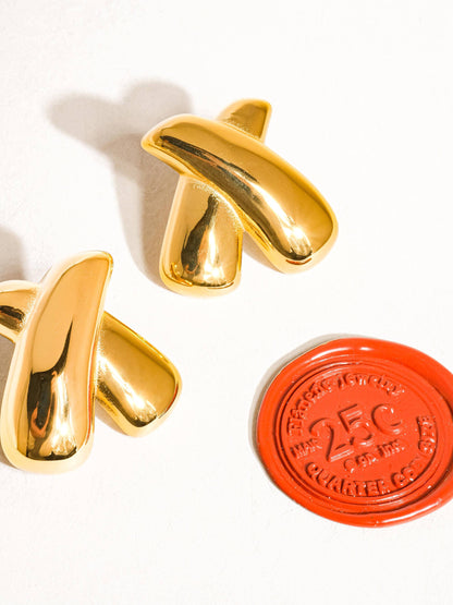 Tiphanie 18K Gold Non-Tarnish X Earring