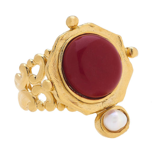 Becca Ruby Jade + Pearl Ring