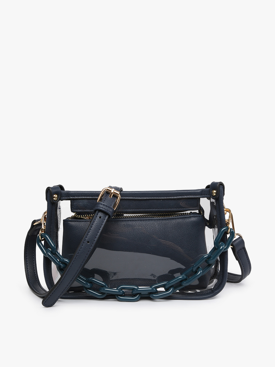 Clear Crossbody w/ Chain: Glitter Black