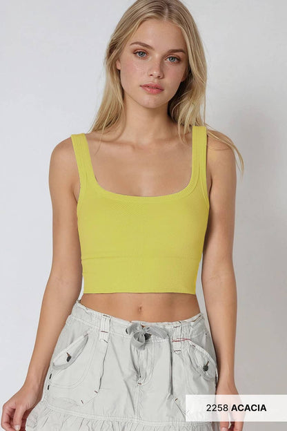 Chevron Ribbed Crop Top: Black
