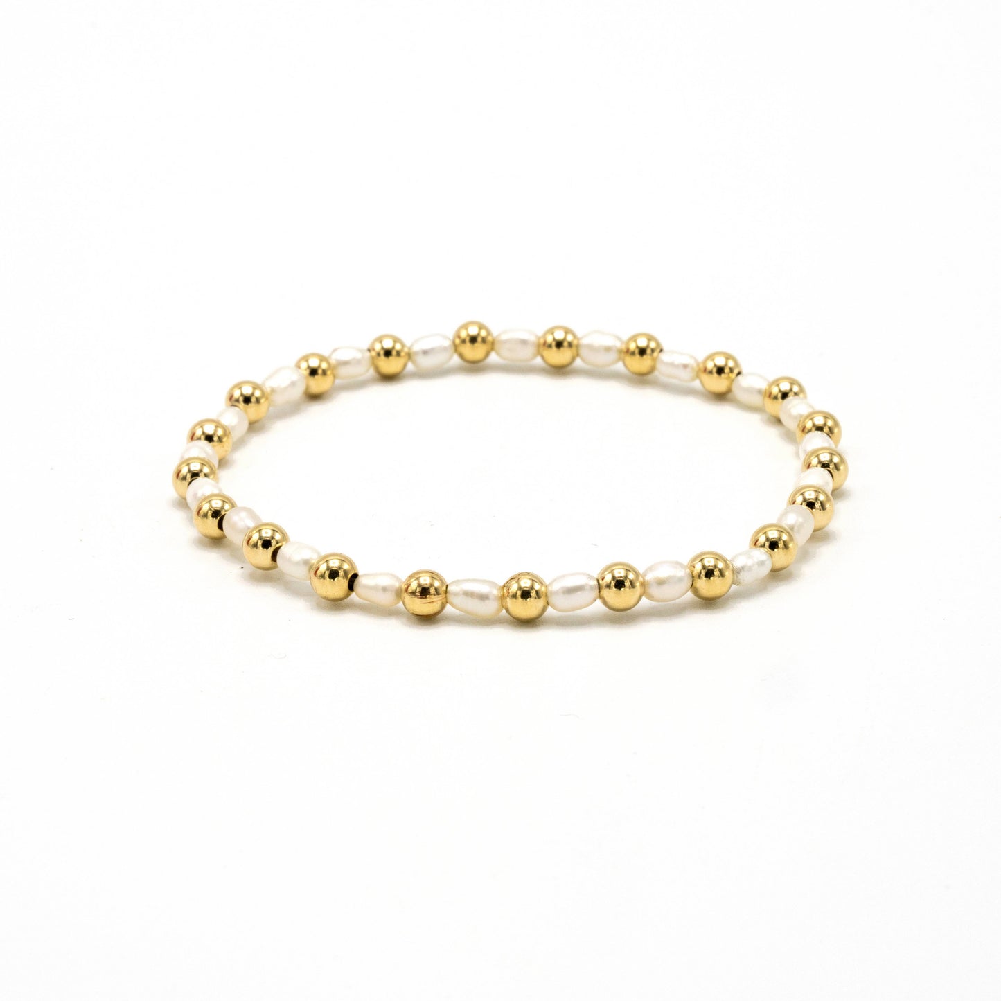 4mm Montauk 14k Gold and Pearl Waterproof Bracelet: 6.5