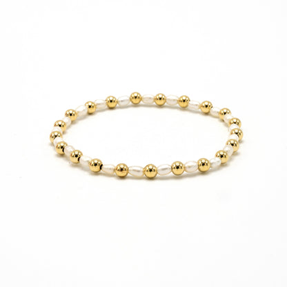 4mm Montauk 14k Gold and Pearl Waterproof Bracelet: 6.5