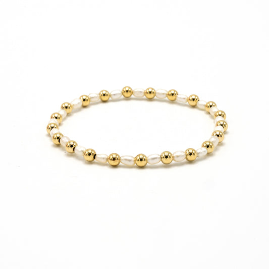 4mm Montauk 14k Gold and Pearl Waterproof Bracelet: 6.5