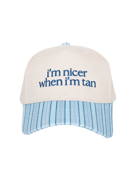 I'm Nicer When I'm Tan Hat - Blue Stripe