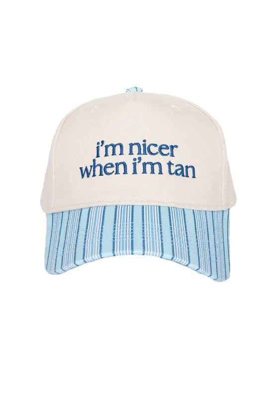 I'm Nicer When I'm Tan Hat - Blue Stripe