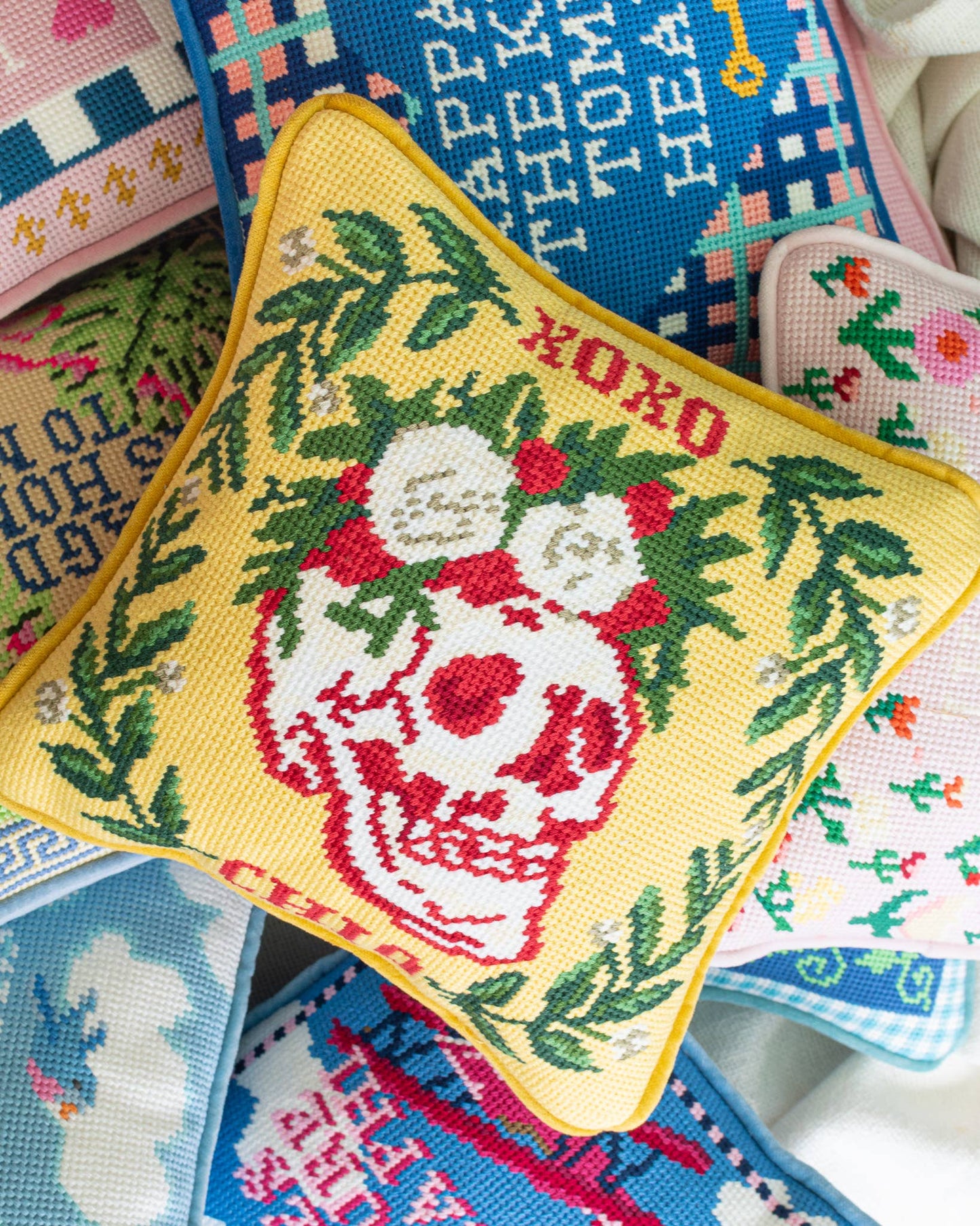 XO Needlepoint Pillow