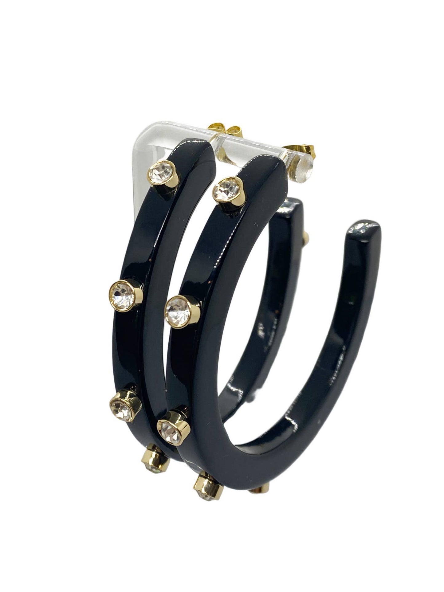 BeJeweled Hoops- 2" Black