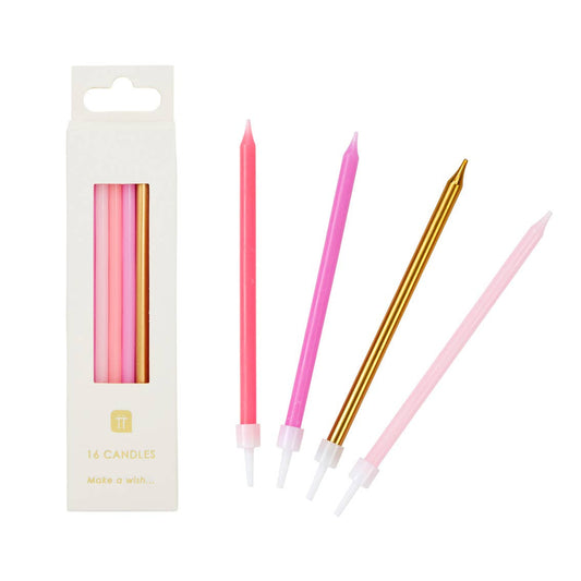 Rose Pink & Gold Birthday Candles