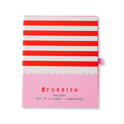 Boxed Greeting Card S/8 - Scallop Stripe