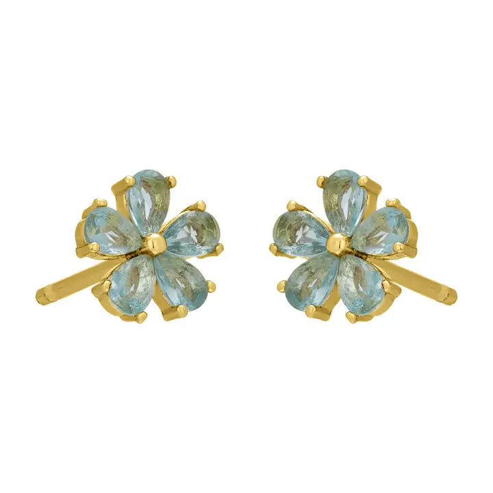 Aqua Flora Studs - Gold