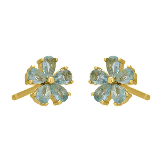 Aqua Flora Studs - Gold