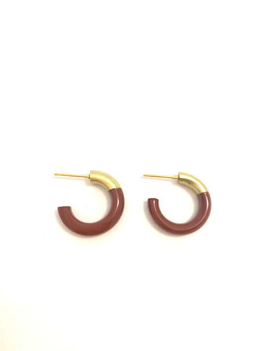 Liz Small Hoops - Brown
