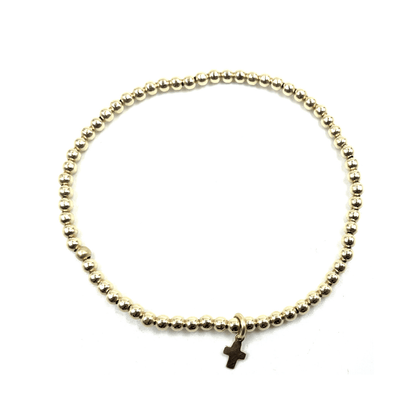 14k GF Bracelet - Karma 3mm + Cross