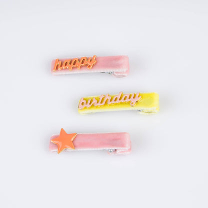 Happy Birthday Enamel Hair Clips