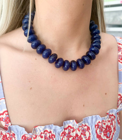 Bailey Chunky Beaded Necklace- Hot Pink