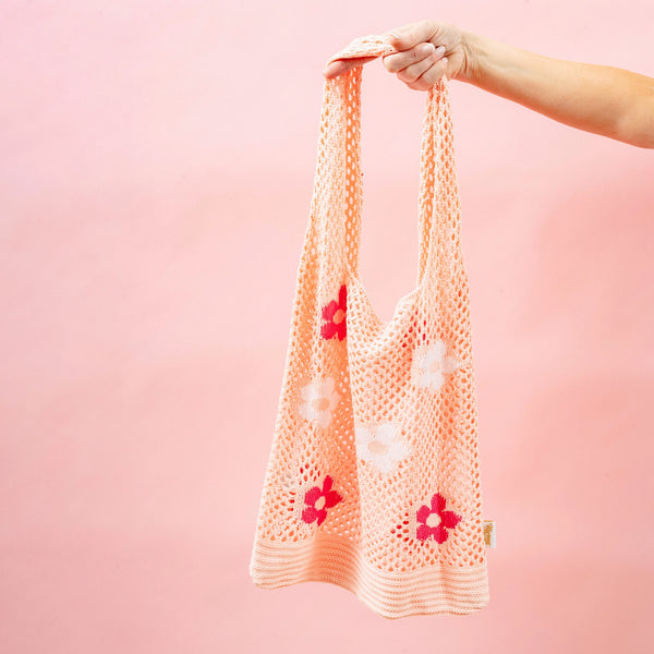 Floral Crochet Slouchy Shoulder Bag