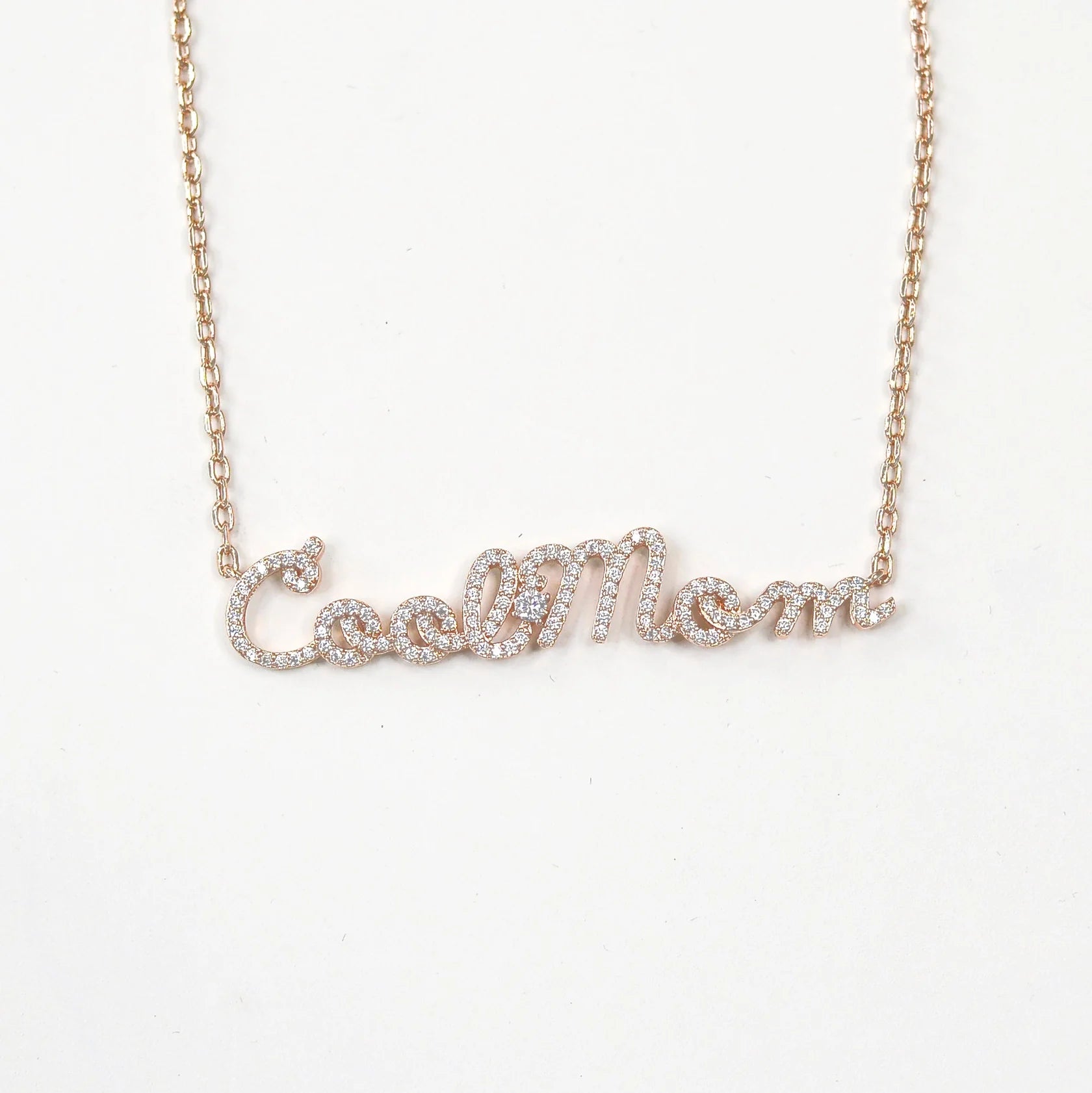 Cool Mom Rose Gold Pave Necklace